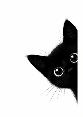 Peeking Black Kitten