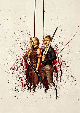 Two Women with Weapons and Blood Splatter