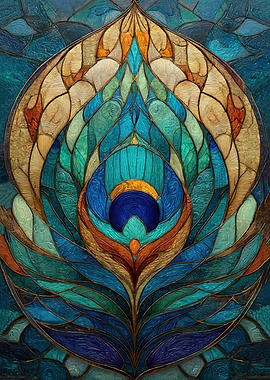 Peacock Feather Stained Glass Art