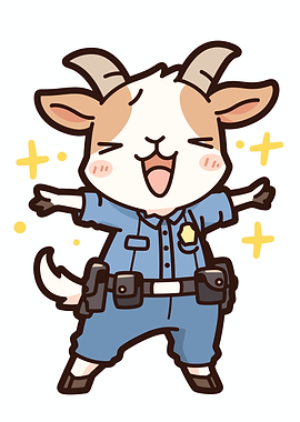 Cute Police Goat Character