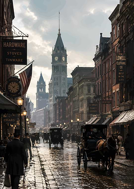 Vintage City Street Scene