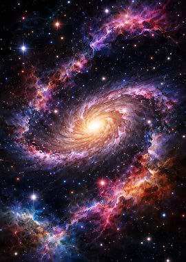 Vibrant Spiral Galaxy in Deep Space