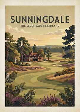 Sunningdale Golf Course Vintage Poster