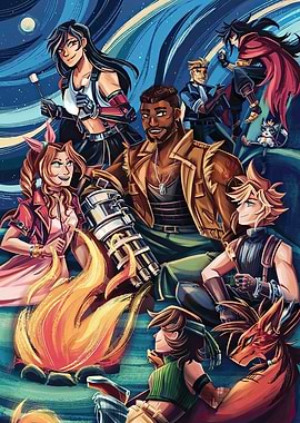 Final Fantasy VII Characters Camping