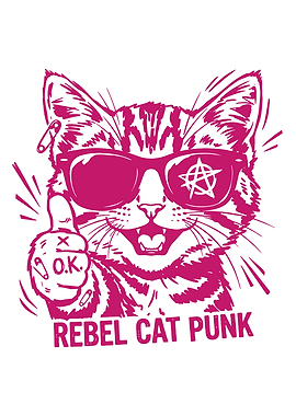 Rebel Cat Punk Thumbs Up