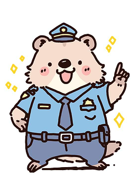 Cute police bear with shining stars