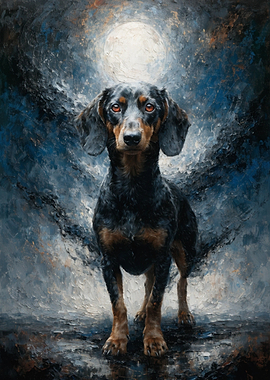 Dachshund under the Moon