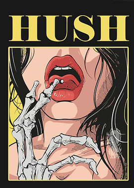 Hush Skeleton Hand Lips