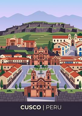 Cusco Peru Cityscape Illustration