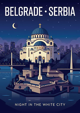 Belgrade Serbia Night Cityscape