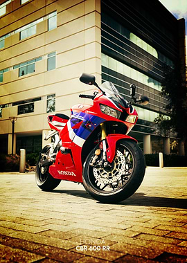 Red Honda CBR 600 RR Motorcycle Poster