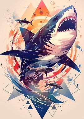 Shark Attack Abstract Art