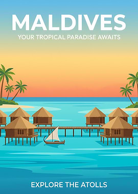 Maldives Tropical Paradise Travel Poster