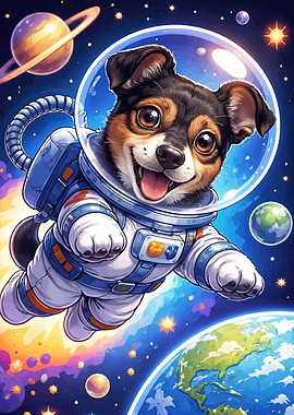 Astronaut Dog in Space