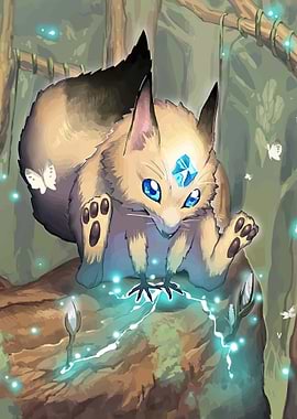 Magical Forest Creature with Blue Gem