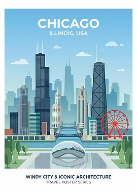 Chicago Skyline Travel Poster