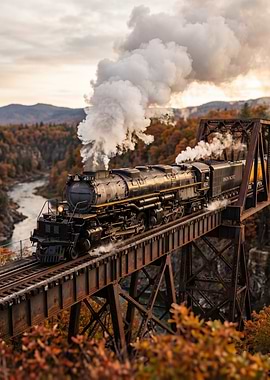 Union Pacific Steam Train on Bridge