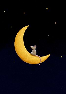 Mouse on Crescent Moon