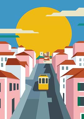 Lisbon Tram and Cityscape