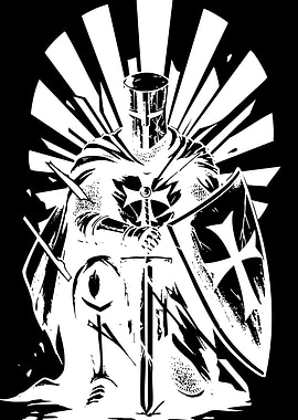 Templar Knight with Sword and Shield
