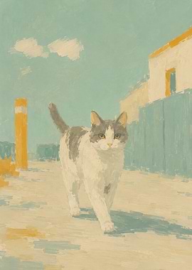 Cat walking on a street