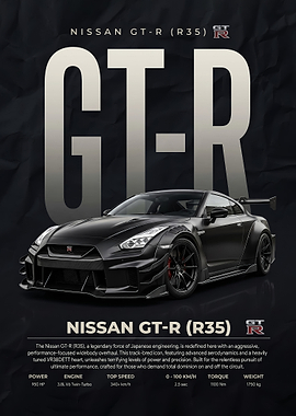 sleek black Nissan GT-R R35 car
