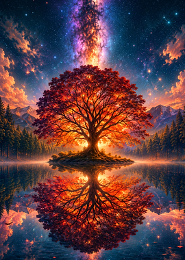 Tree of Life Reflection in Cosmic Lake