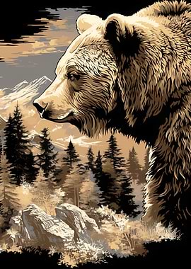 Bear in a Forest Landscape