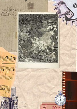 Vintage Collage with Romantic Scene