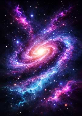 Vibrant Spiral Galaxy in Deep Space
