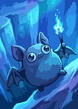 Cute Bat Holding a Torch
