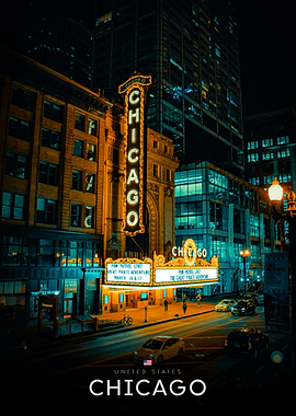 Chicago Theater at Night