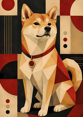Geometric Shiba Inu Portrait