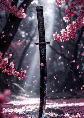 Samurai Sword with Cherry Blossoms