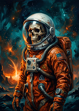 Skeleton Astronaut in Space