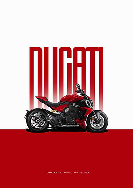 Ducati Diavel V4 2023 Motorcycle Poster