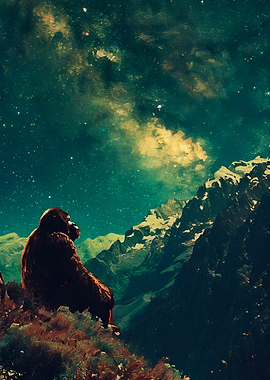 Gorilla contemplating the cosmos