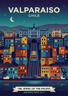 Valparaiso Chile Vintage Poster