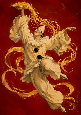 Pierrot Clown with Spaghetti