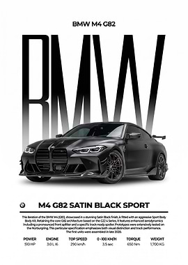 sleek black BMW M4 G82 Satin Black Sport