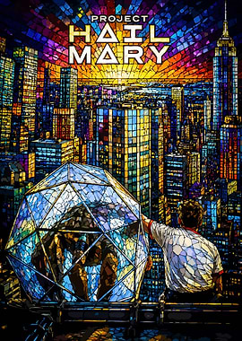 Project Hail Mary Stained Glass Cityscape