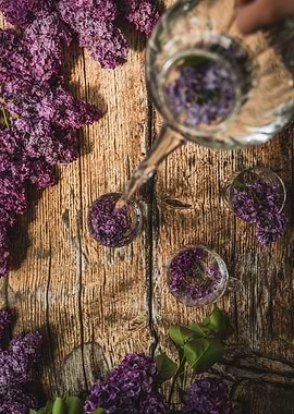 Pouring Lilac Infused Water