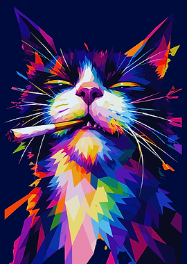 Pop Art Cat Smoking