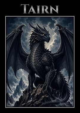 Tairn Dragon in Stormy Mountains