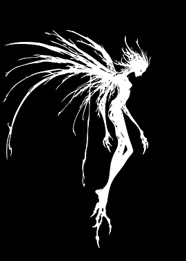 White Angelic Figure on Black Background