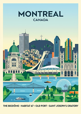 Montreal Cityscape Travel Poster