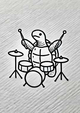 Turtle drummer playing drums
