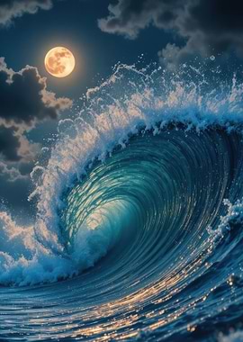 Moonlit Ocean Wave