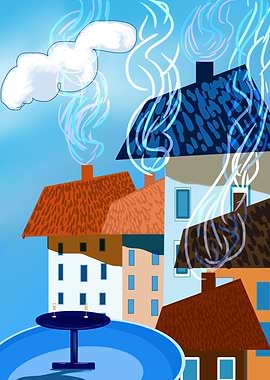 City in smoke