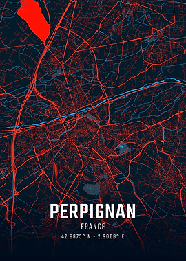 Perpignan France City Map